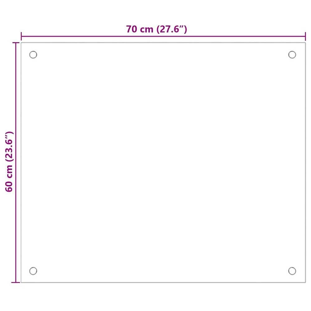 Kitchen Backsplash Black 70x60 Cm Tempered Glass