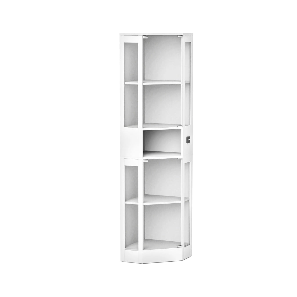 VETRINA in MDF e vetro 57x40x165 cm Bianca con LED e sensore