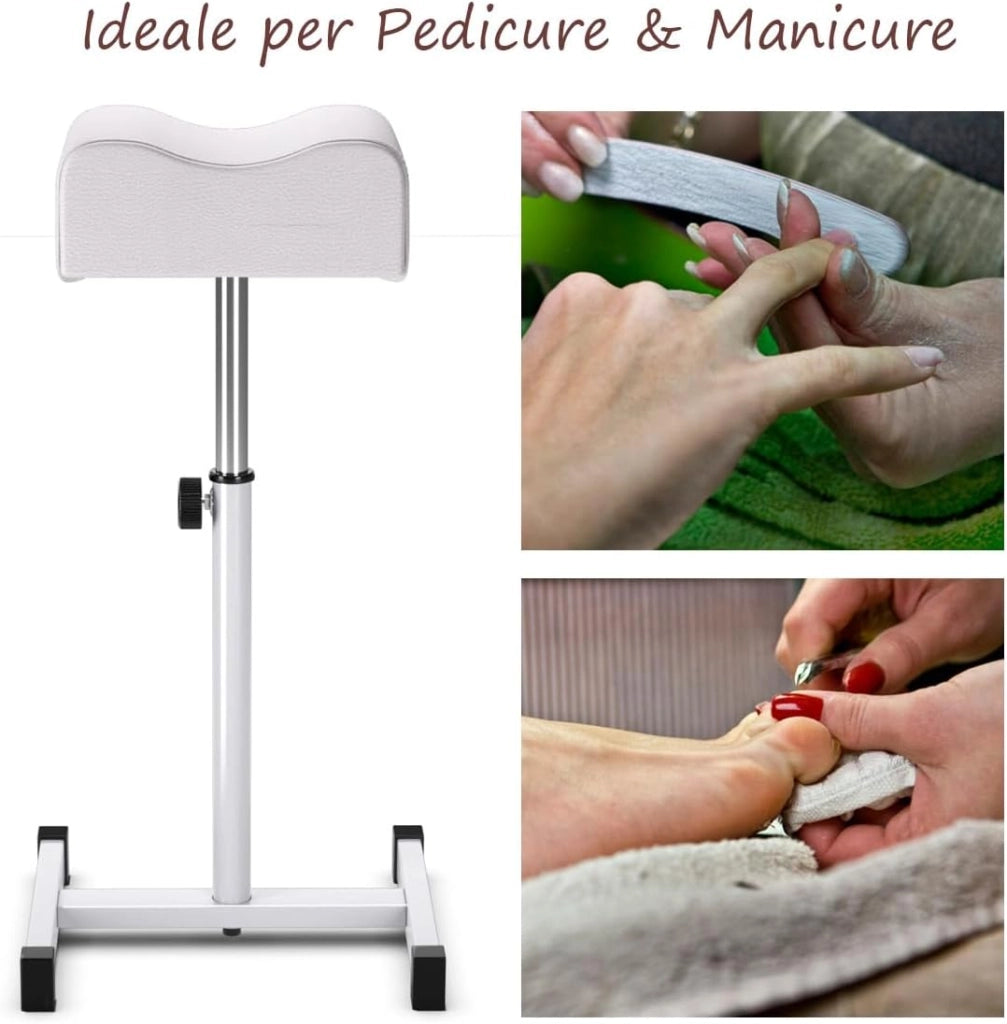 Poggiapiedi Pedicure Manicure, Sgabello Pedicure Estetista Regolabile in Altezza, Poggia Piedi per Pedicure con Cuscino Spesso (Bianco)
