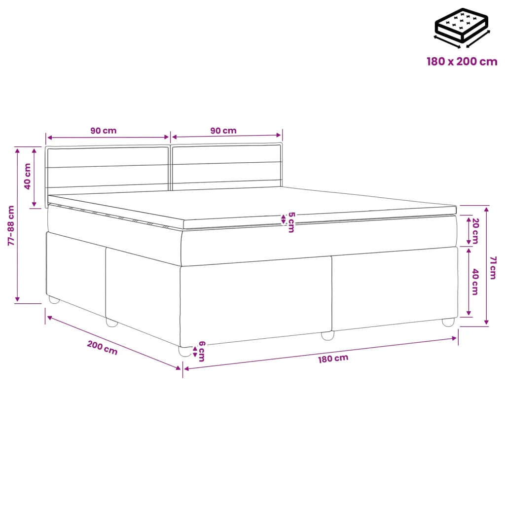 Letto box spring con materasso Tortora 180 x 200 cm Tessuto 3451521