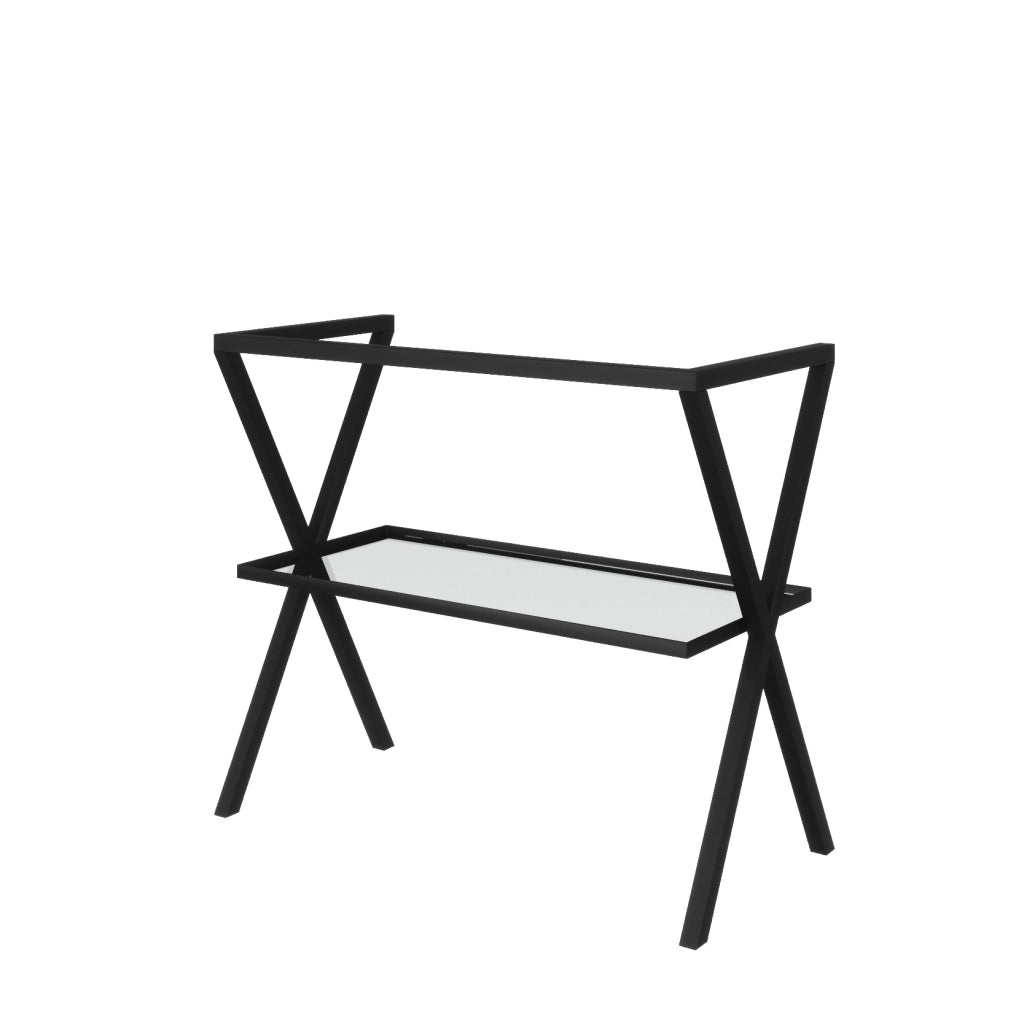 Cavalletto in metallo con mensola in vetro 80 cm