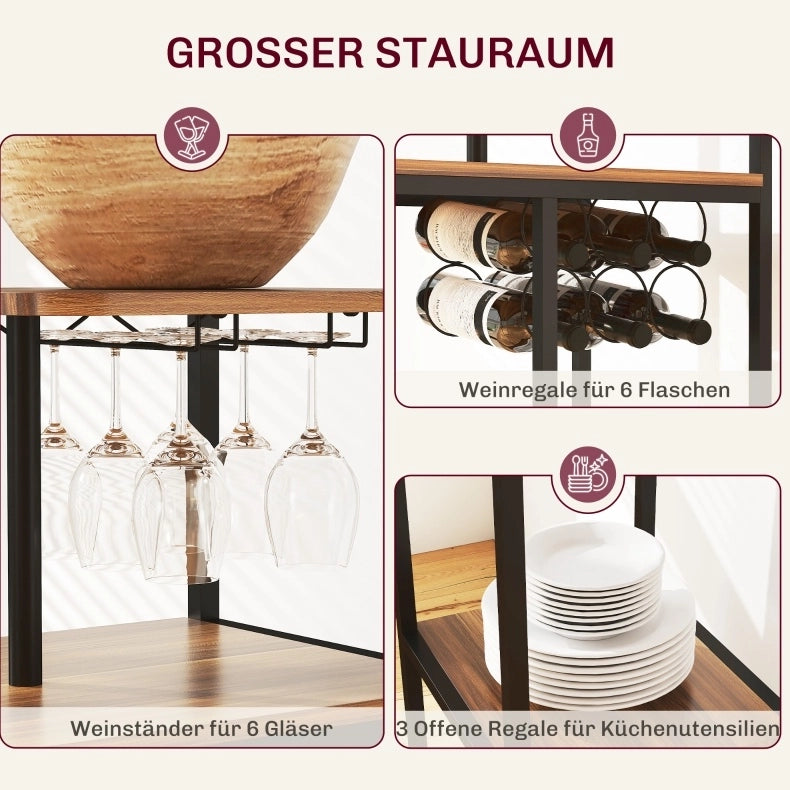TAVOLO ALTO ESTENSIBILE 110-140x40 cm Marrone in MDF e Metallo Set da 3 pezzi