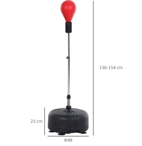 Punching ball con base ULEVR regolabile 136-154 cm, base con ventose zavorrabile, nero