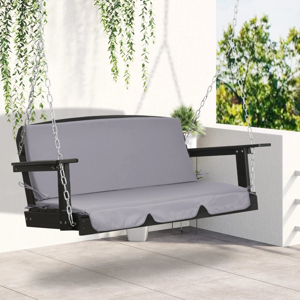 Cuscino per Dondolo da Giardino 130x45x5 cm in Poliestere Grigio
