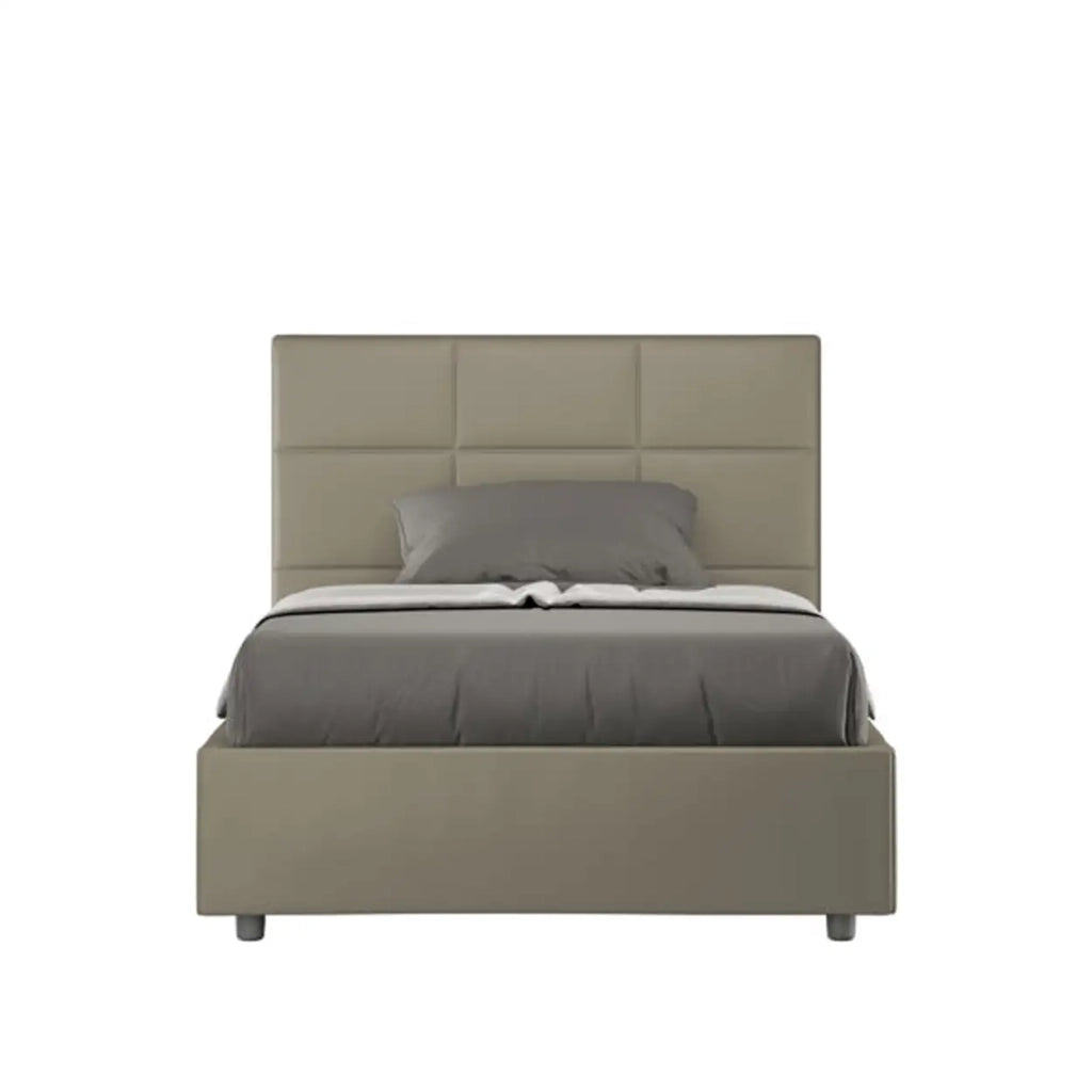 Letto una piazza e mezza con rete imbottito 120x190 similpelle cappuccino Mika