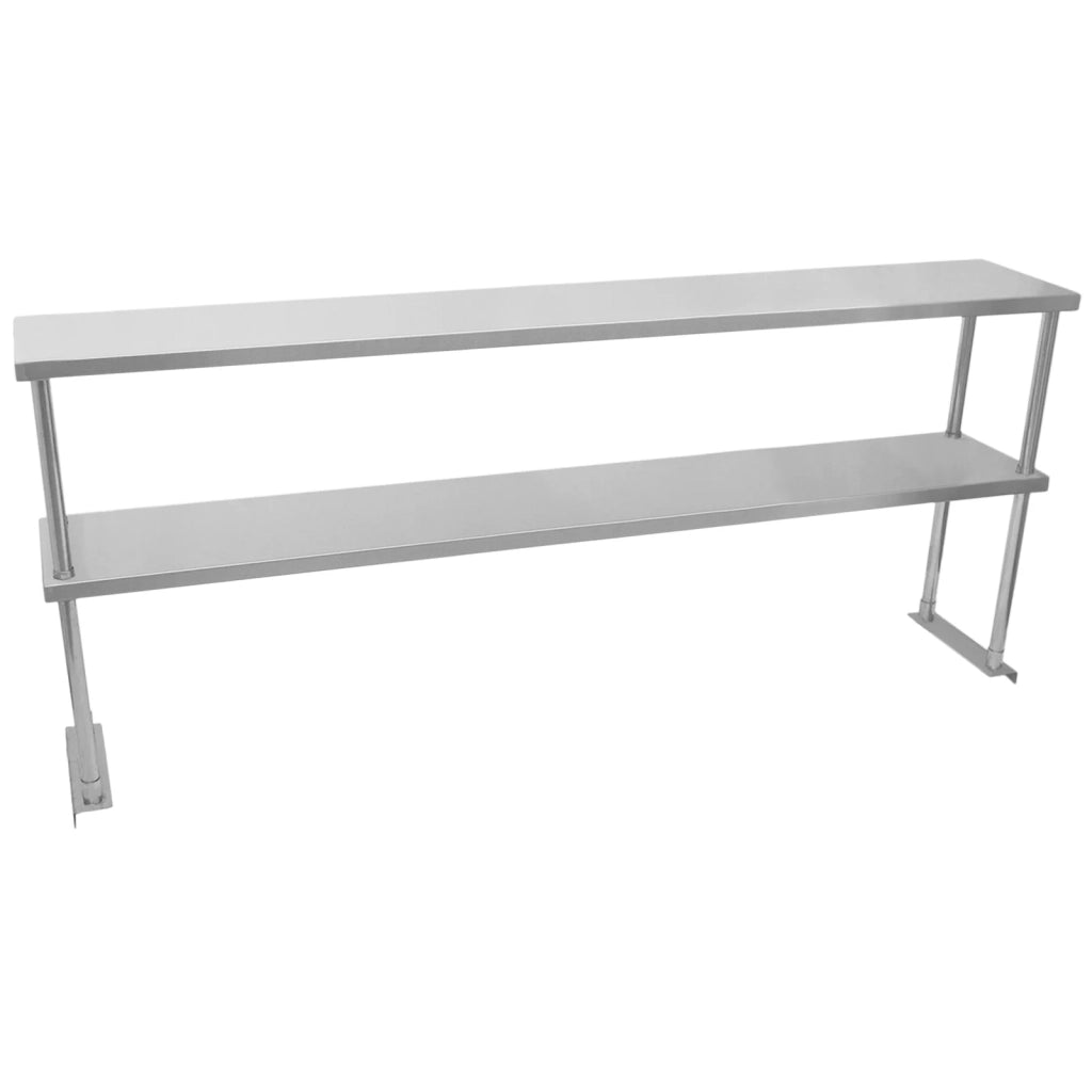 Ripiano con Mensole per Tavolo in Acciaio Inox da Cucina Ristorante, Sovrastruttura di Appoggio per Tavoli in Acciaio Inossidabile Resistente alla Corrosione - Doppia - 180cm