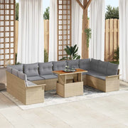 Set Divano da Giardino 11 pcs Beige Poly Rattan