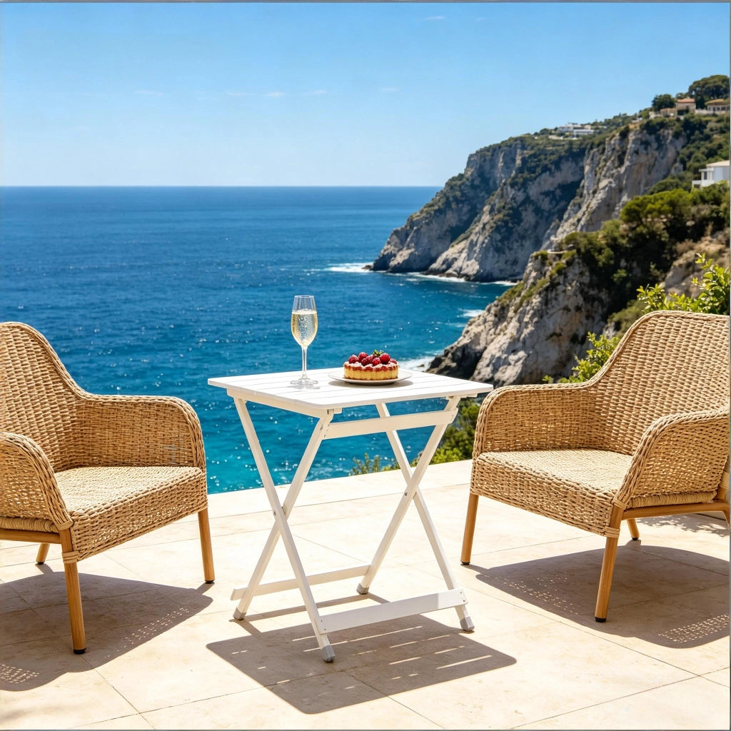 TAVOLO pieghevole da campeggio 50,5x46,5x60 cm alluminio argento