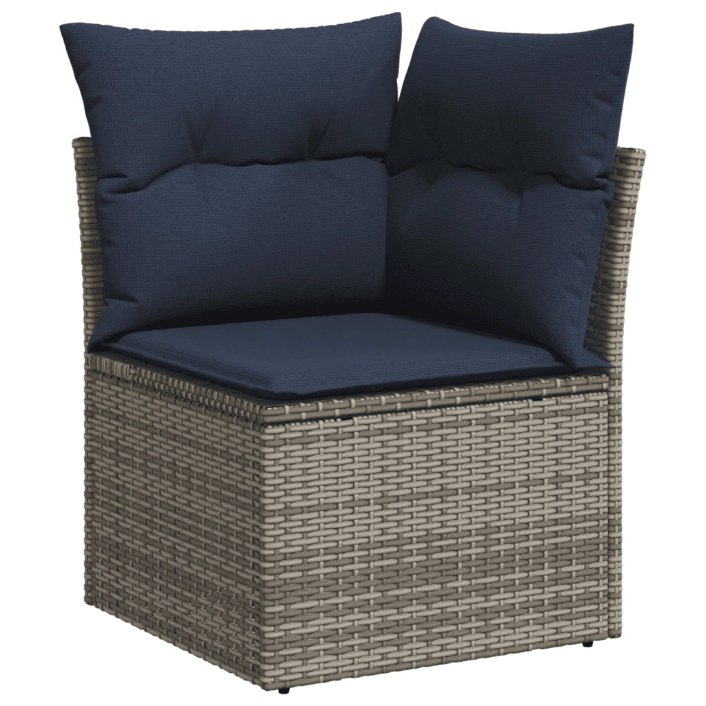 Set Divani da Giardino 11 pz con Cuscini Grigio in Polyrattan 3274584