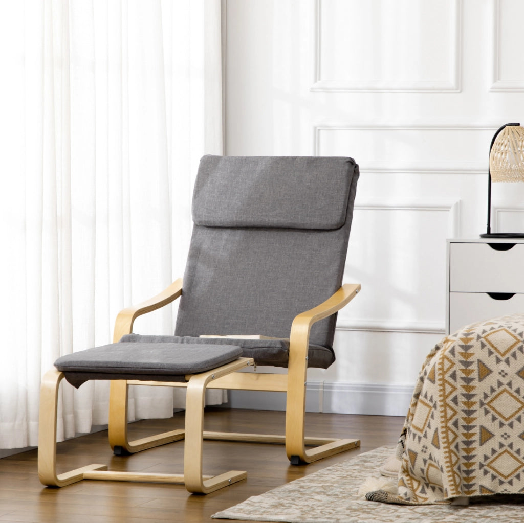 Set poltrona lounge grigia con poggiapiedi
