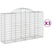 Cestini gabbioni recinzione a gabbia muro di contenimento ad arco 3 pezzi 200 x 50 x 120/140 cm ferro zincato argento 02_0040746