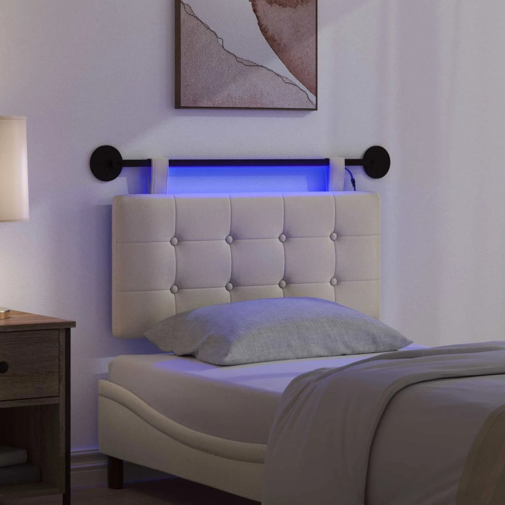 Testiera | Testata sospesa Con luce LED Crema Tessuto