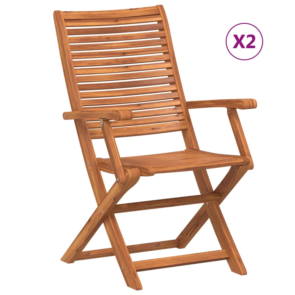 Sedie Pieghevoli con Braccioli 2pz Massello Acacia 367698