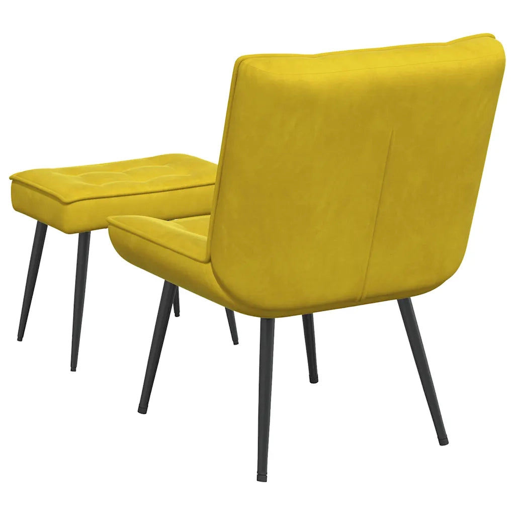 Divano Sedia-Poltrona Relax con Poggiapiedi Giallo in Velluto 225356