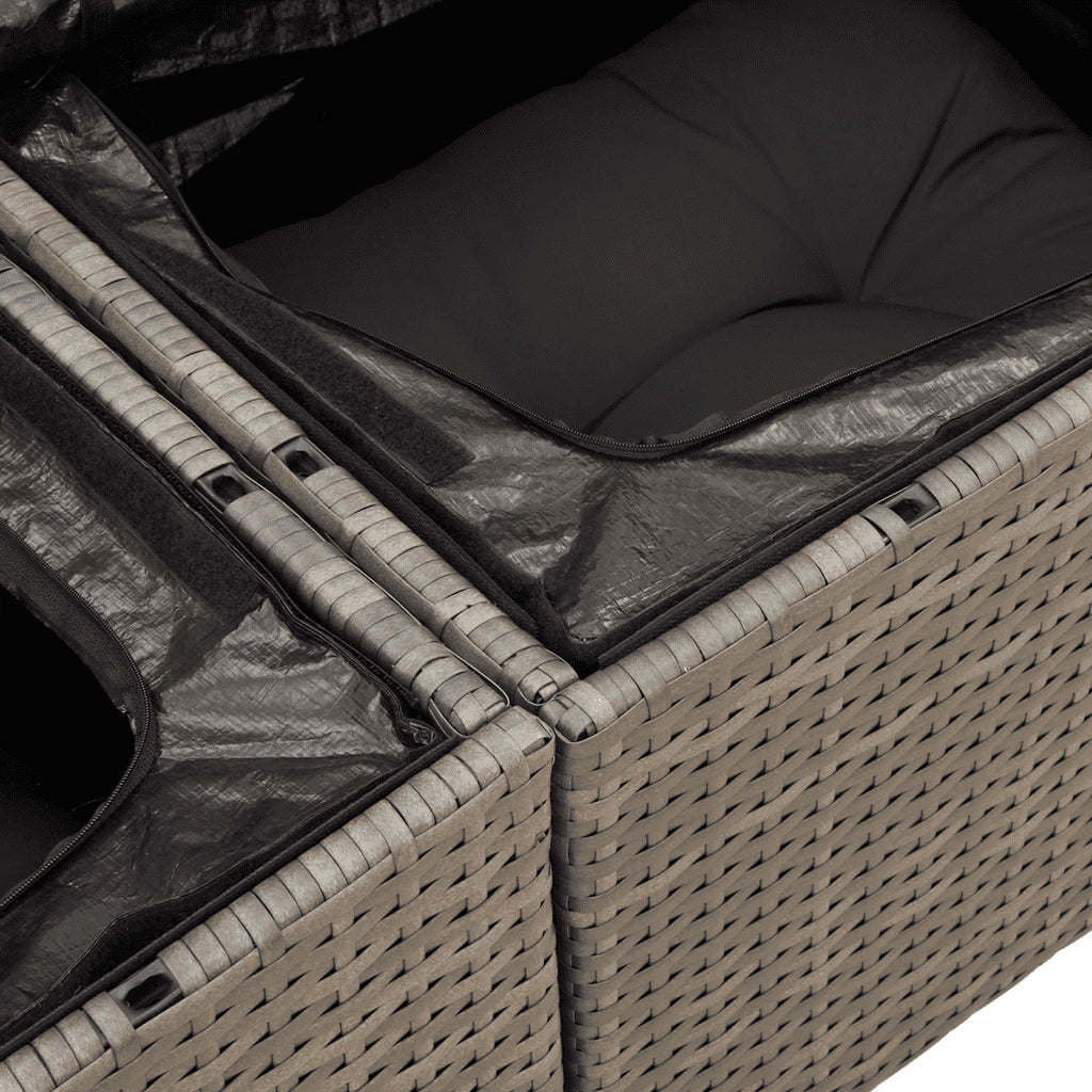 Set Divani da Giardino 11 pz con Cuscini in Polyrattan Grigio 3257957