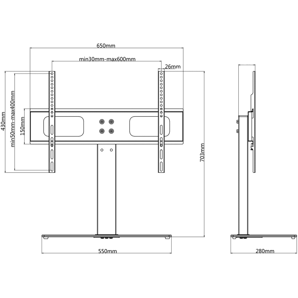 Supporto TV con Base in Ferro Nera 32"-70 275392
