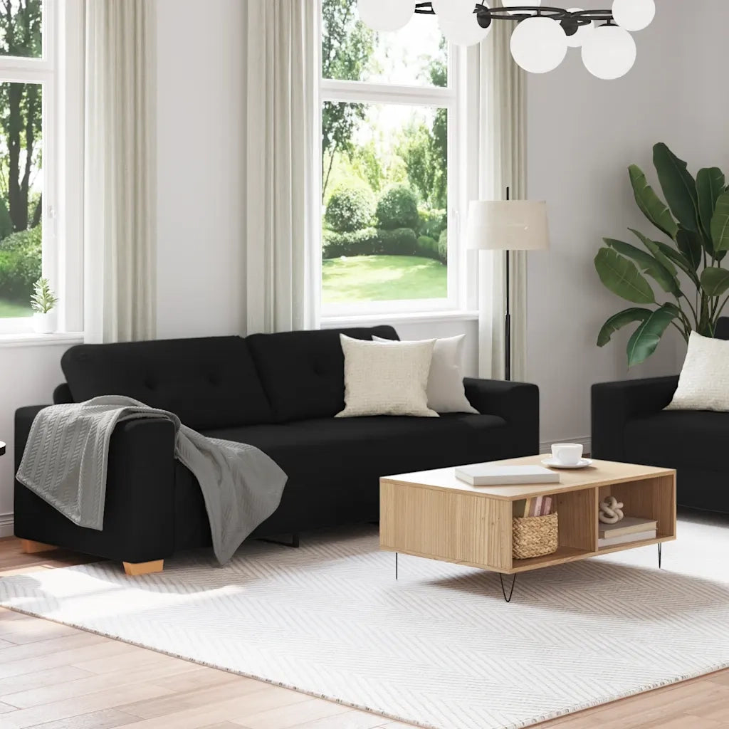 Set divano a 2 pz con Cuscini in Tessuto Nero 3324712