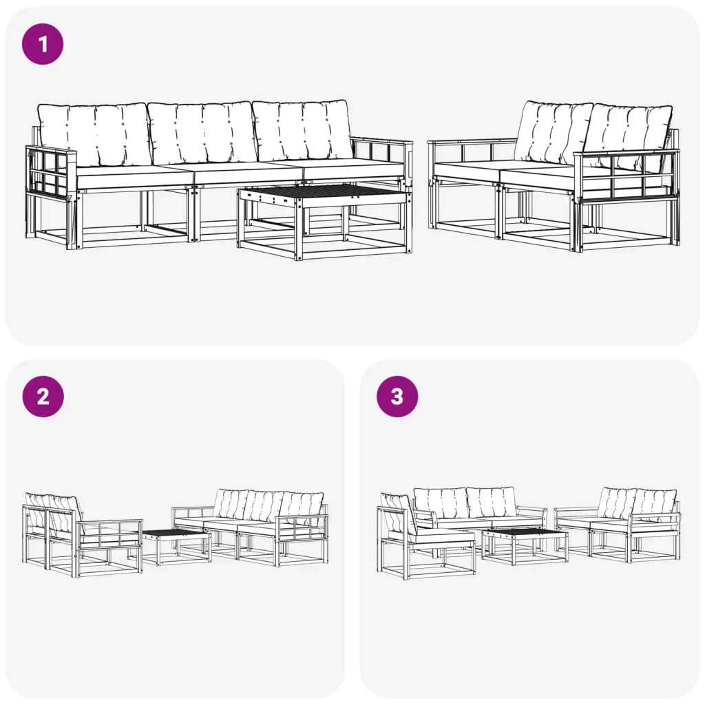 Set di divani da esterno 6 pz Bianco e Nero 3388426