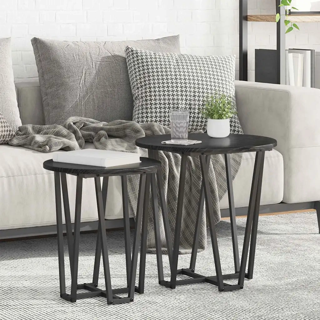 Set tavolini 2 pz | Tavolo laterale Rovere Nero