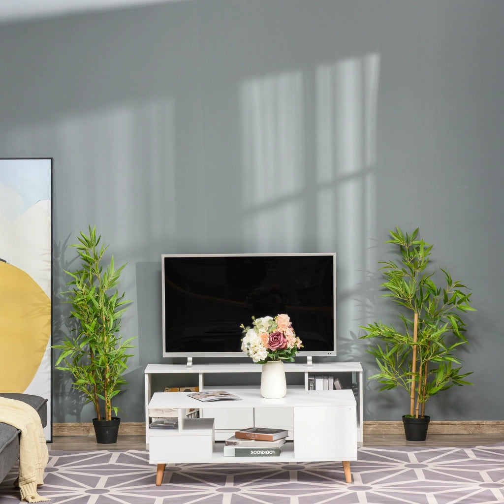 Bambù artificiale 120 cm con vaso, pianta finta decorativa da interno ed esterno, albero artificiale realistico