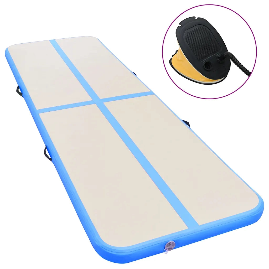 Tappetino Ginnastica Gonfiabile con Pompa 600x100x10 cm PVC Blu 91922