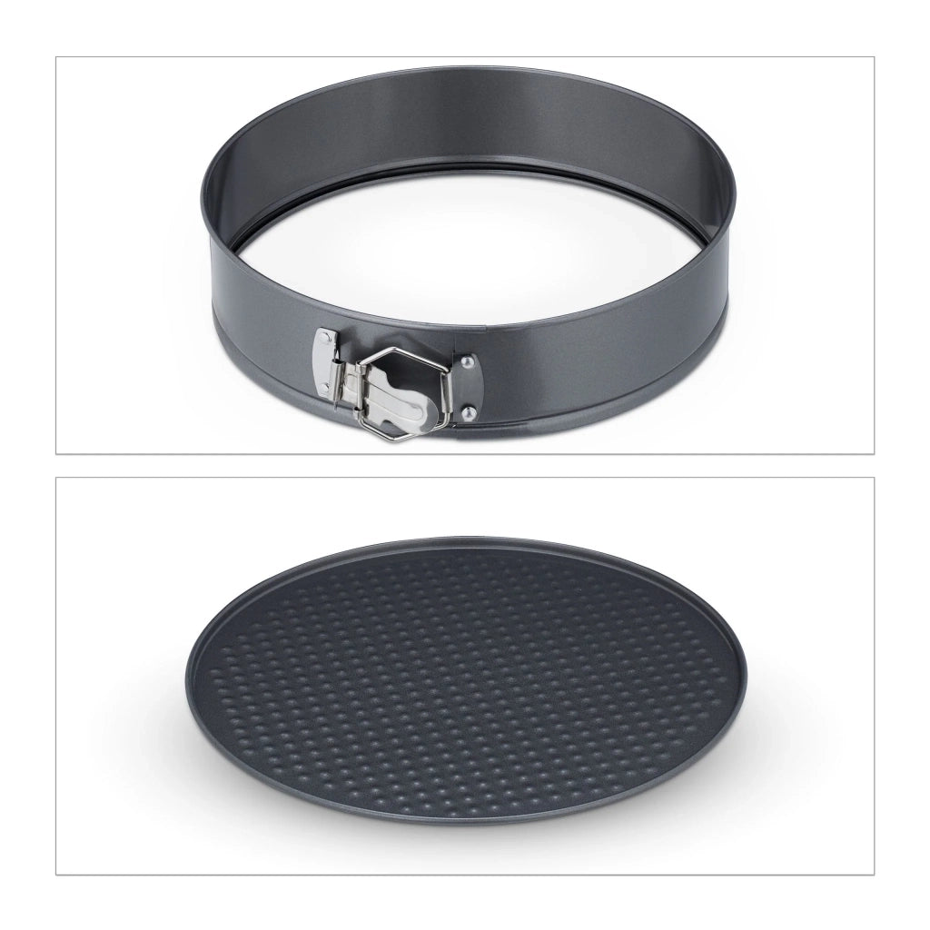 Set di 3 teglie a cerniera rotonde diverse 25 x 25 x 5 cm sformatura facile pasticceria in metallo nero 13_0012783