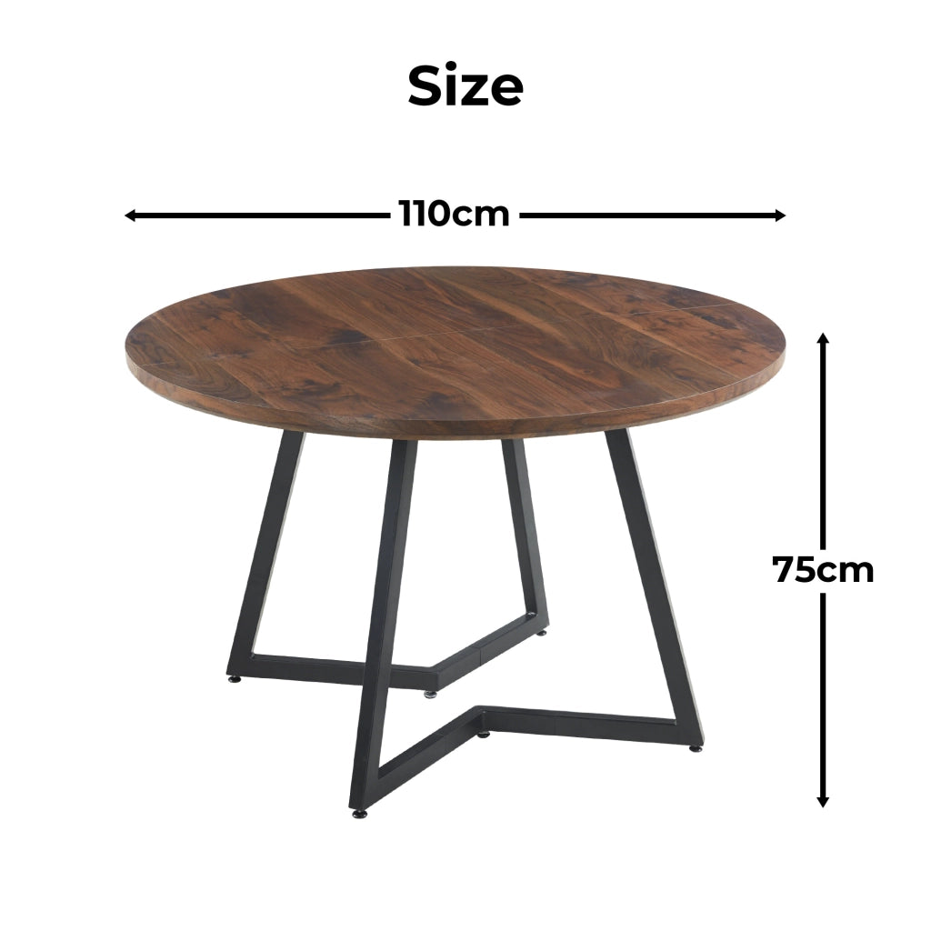 Tavolo da pranzo - 110x110x75 cm - piano MDF - gambe metalliche - design moderno