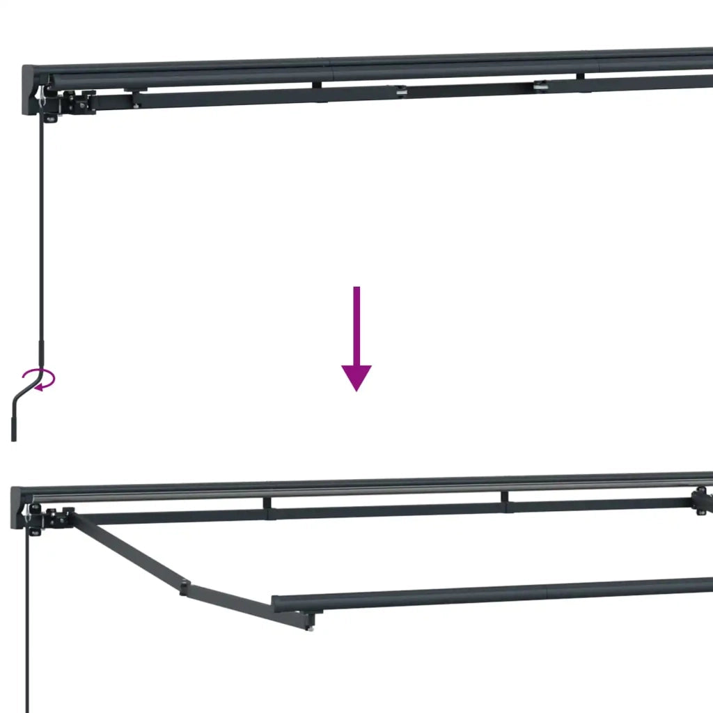 Cornice per Tenda Manuale con LED Antracite 4 × 3,5 m Alluminio 42024813
