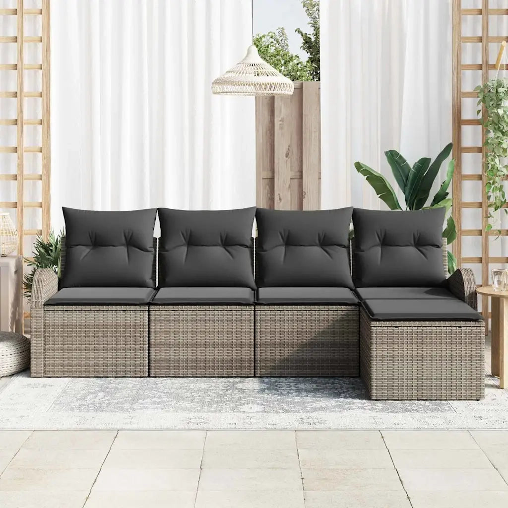 Set di divani con cuscino 5 pcs Grigio polyrattan
