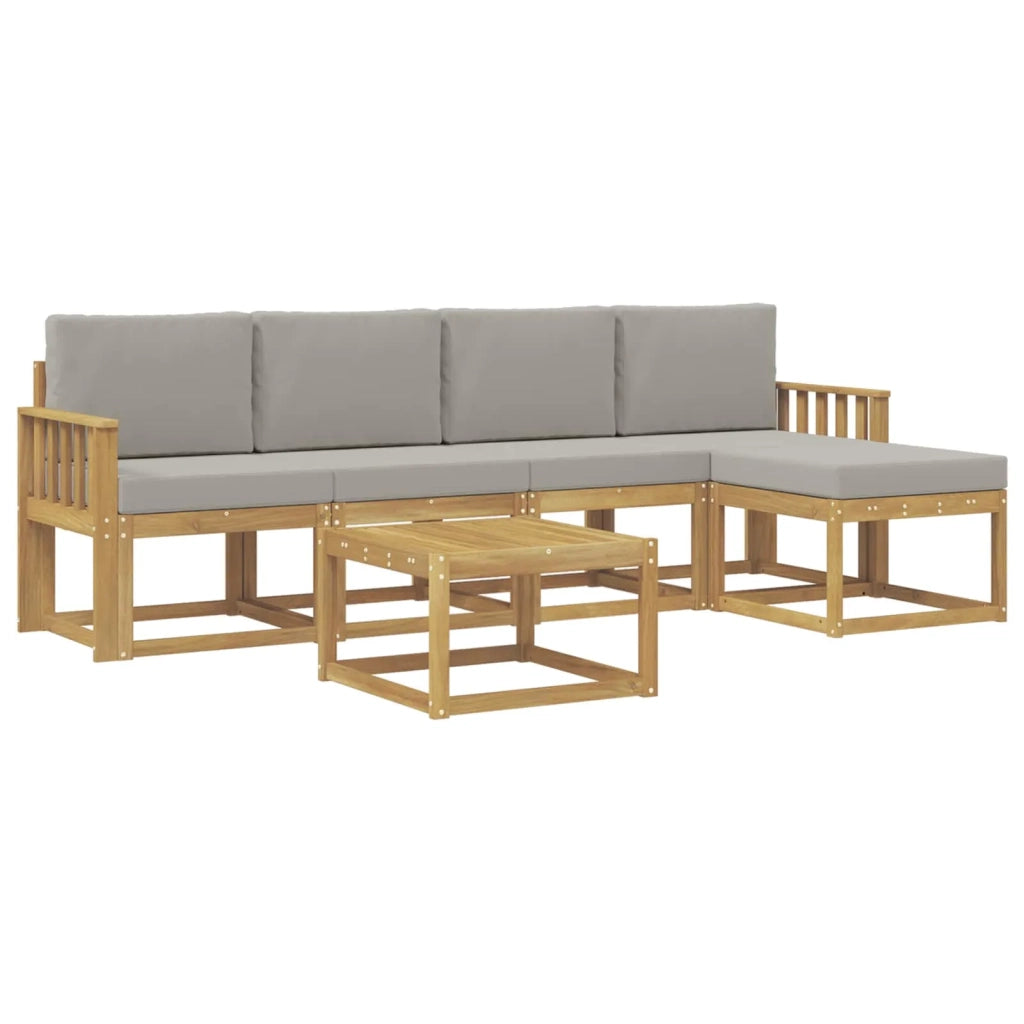 Set di divani da esterno 6 pz Bianco e Grigio Chiaro Poliestere 3387520