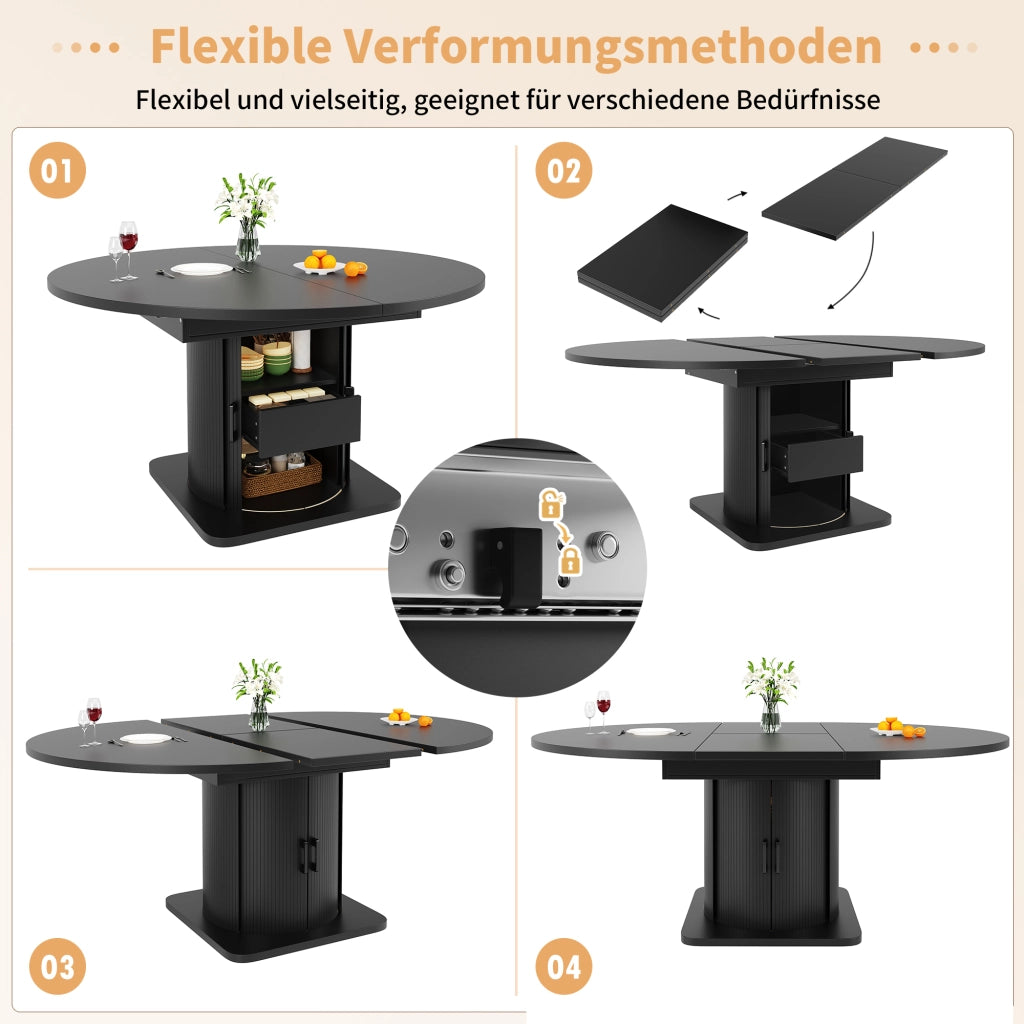 TAVOLO ALLUNGABILE 118-158 x 118 x 76 cm MDF Nero