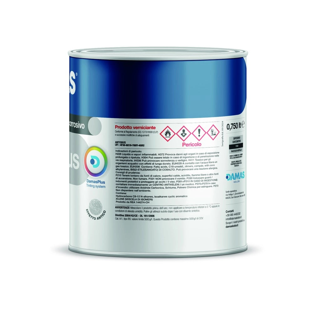 Damas antiquus smalto ferromicaceo antichizzato effetto ferro battuto *** formato 0,750 lt, colore- 017g bronzo, conf...