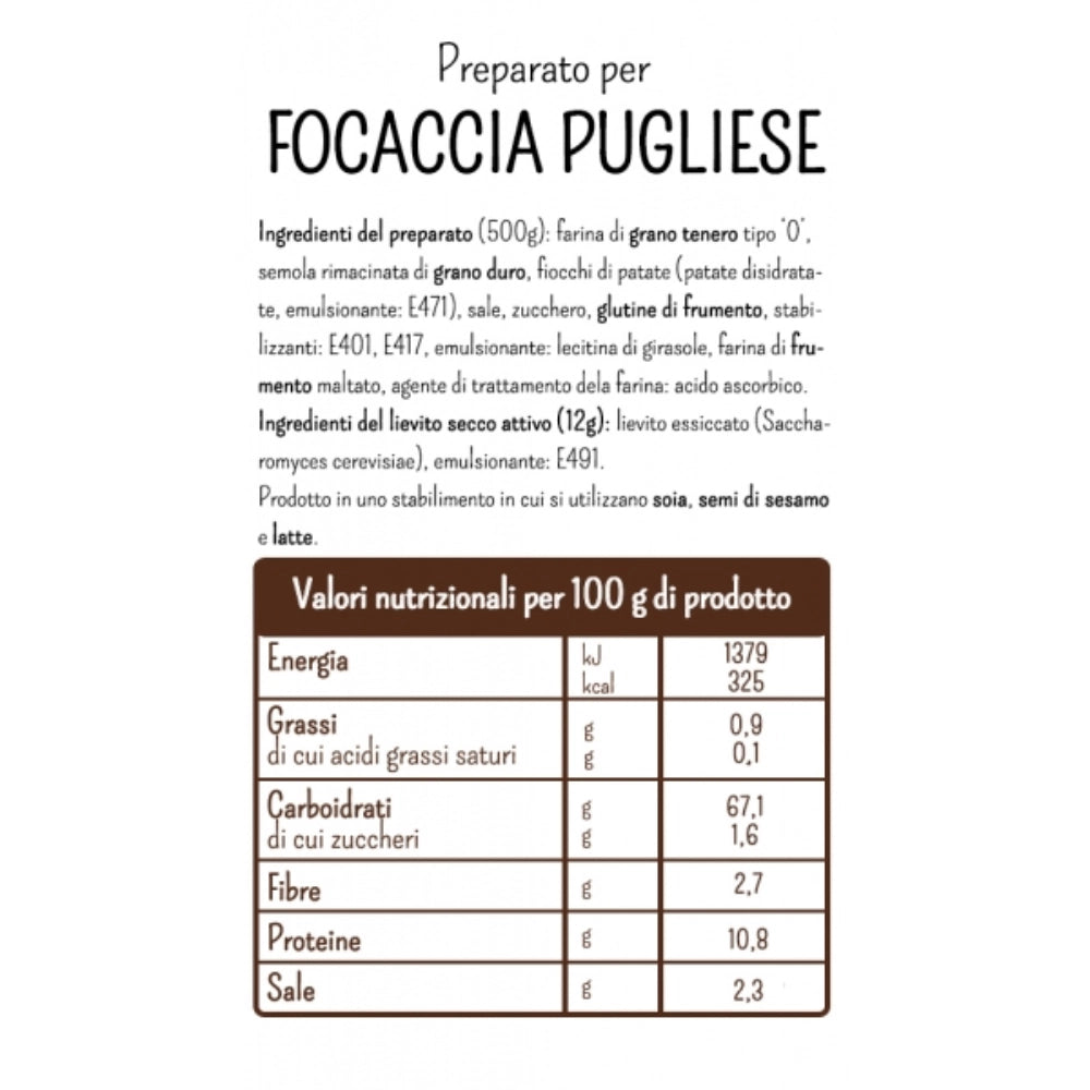 Molino rossetto preparato per focaccia pugliese confezione 500 grammi