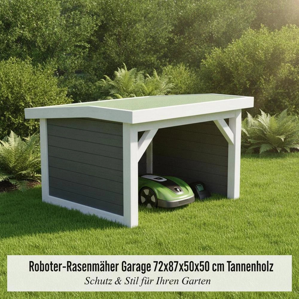 Robot Lawnmower Garage 72x87x50 Cm Grey White Fir Wood