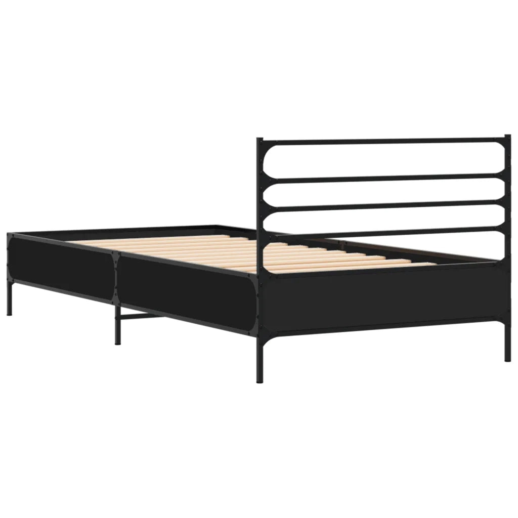 Giroletto Nero 90x190 cm in Legno Multistrato e Metallo 845627