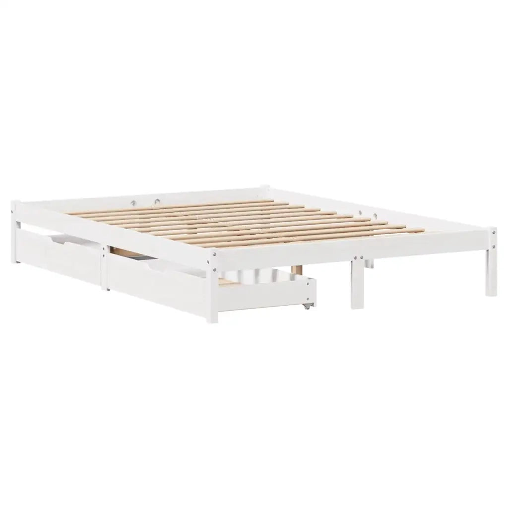 Letto senza Materasso-Struttura Letto Bianco 135x190 cm Legno Massello di Pino 606443