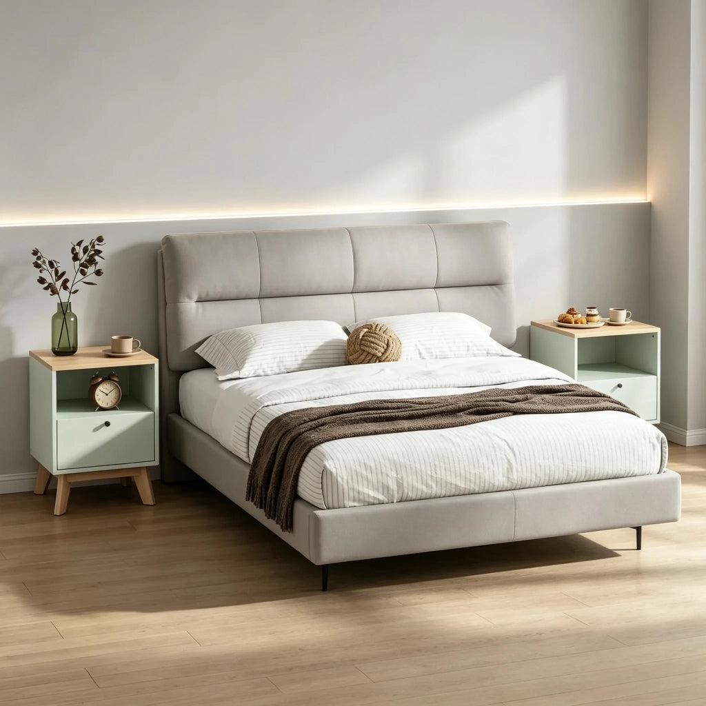 Set di 2 comodini con cassetto e vano aperto (solo 2 pezzi)