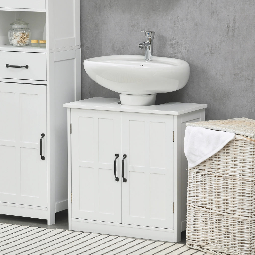 Mobile Sottolavabo con 2 Ante e Scaffale Regolabile ¨C Minimal ¨C Bianco