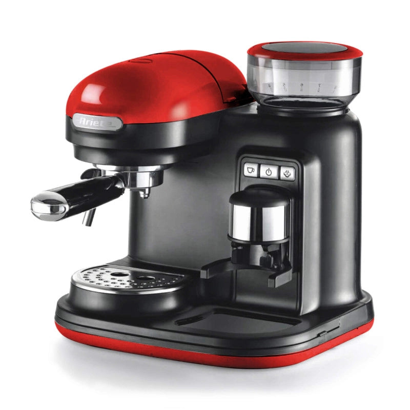 Macchina da Caffè con Macinacaffè - Montalatte - 15 Bar - 1080 Watt - Rosso