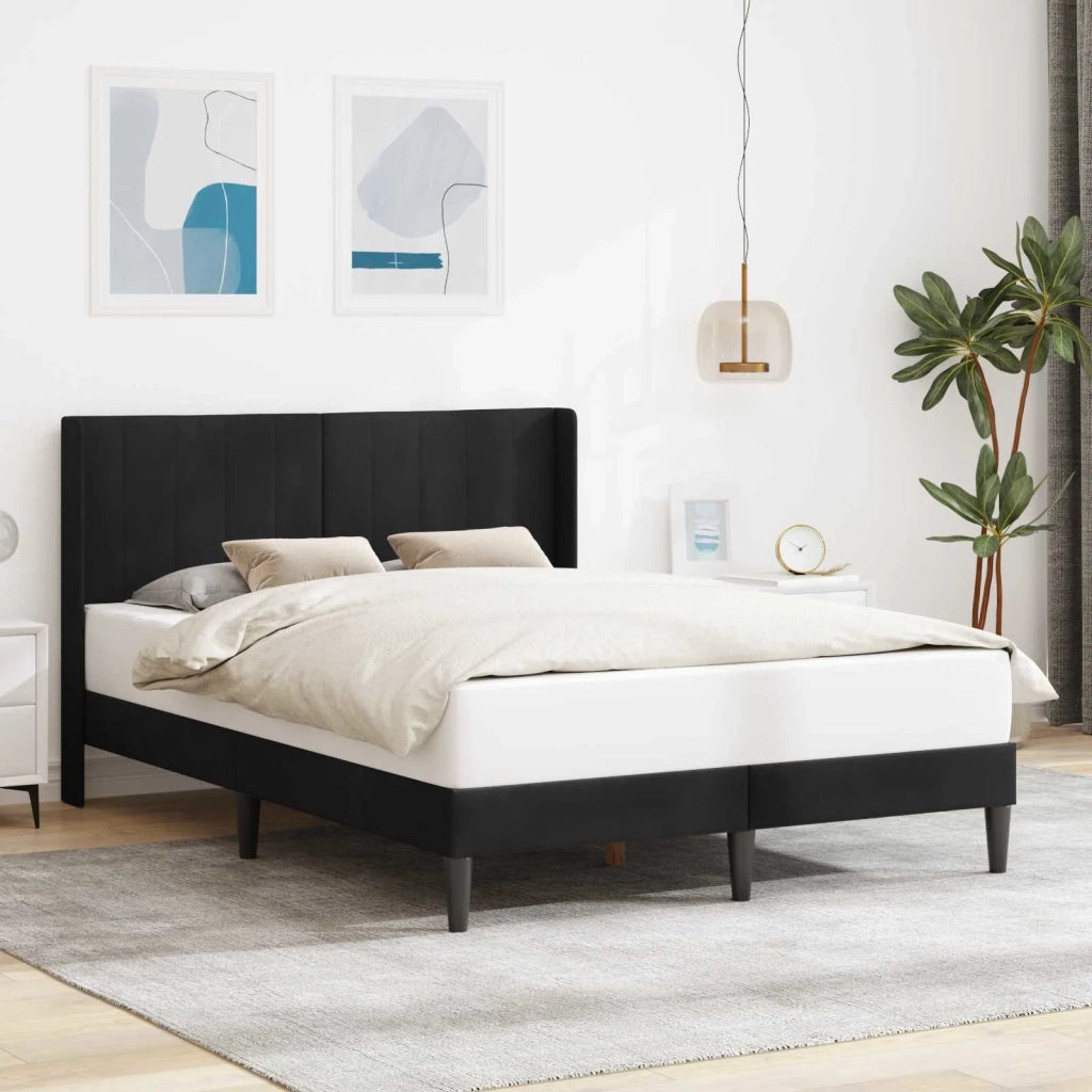 Letto matrimoniale | Letto per adulti | Struttura del letto con testiera Nero 120 x 200 cm Velluto