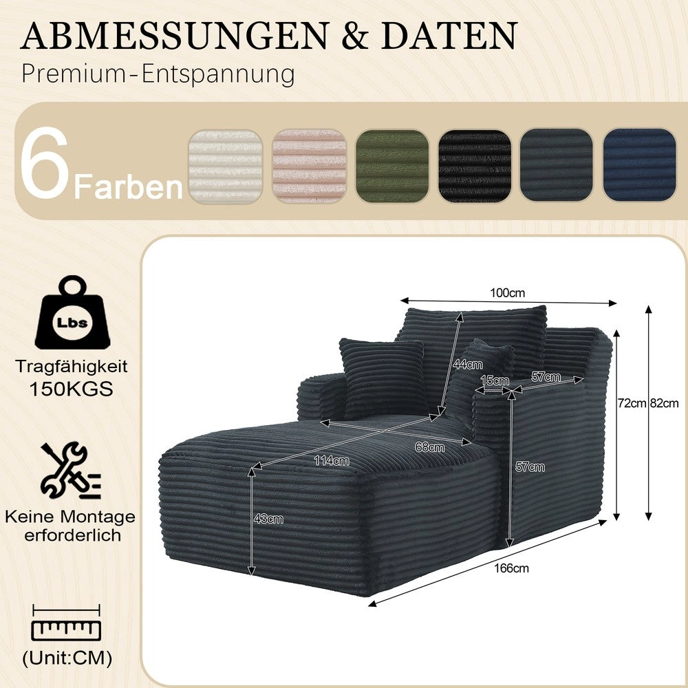 Divano Chaise Longue Letto ¨C Minimal ¨C Velluto grigio, 3 posti, reclinabile relax