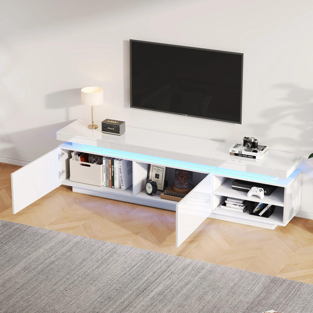 Mobile TV bianco lucido 170 cm con illuminazione LED