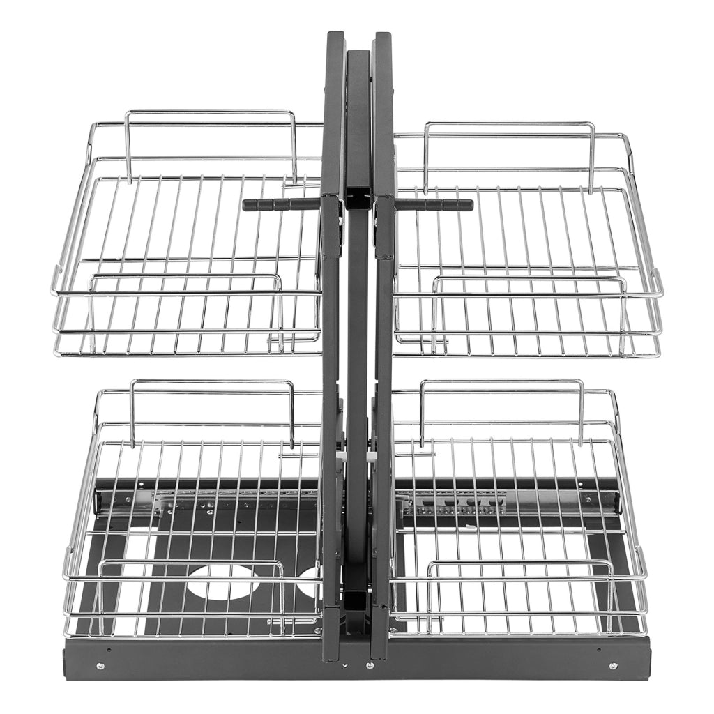Organizer per Mobile Angolare da Cucina Estraibile YG-XGW-4-9-2 in Acciaio Cromato 4 Cesti Salvaspazio Robusto 605 x 455 x 590 mm