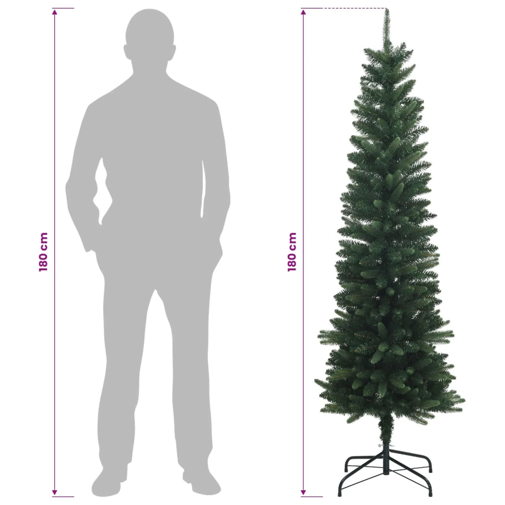 Artificial Slim Christmas Tree 180 cm PE e PVC Verde 42052639