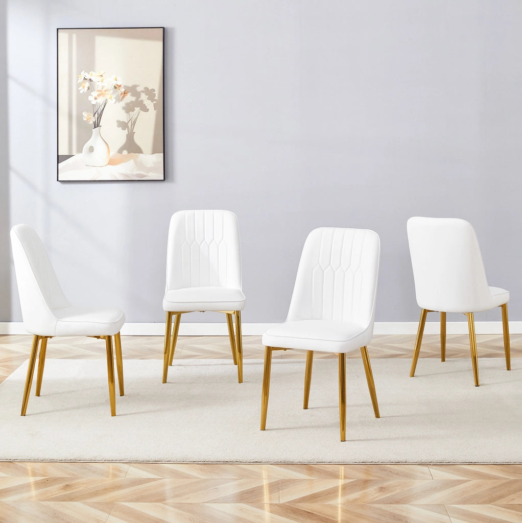 SEDIA da pranzo ergonomica 89 cm PU bianco oro