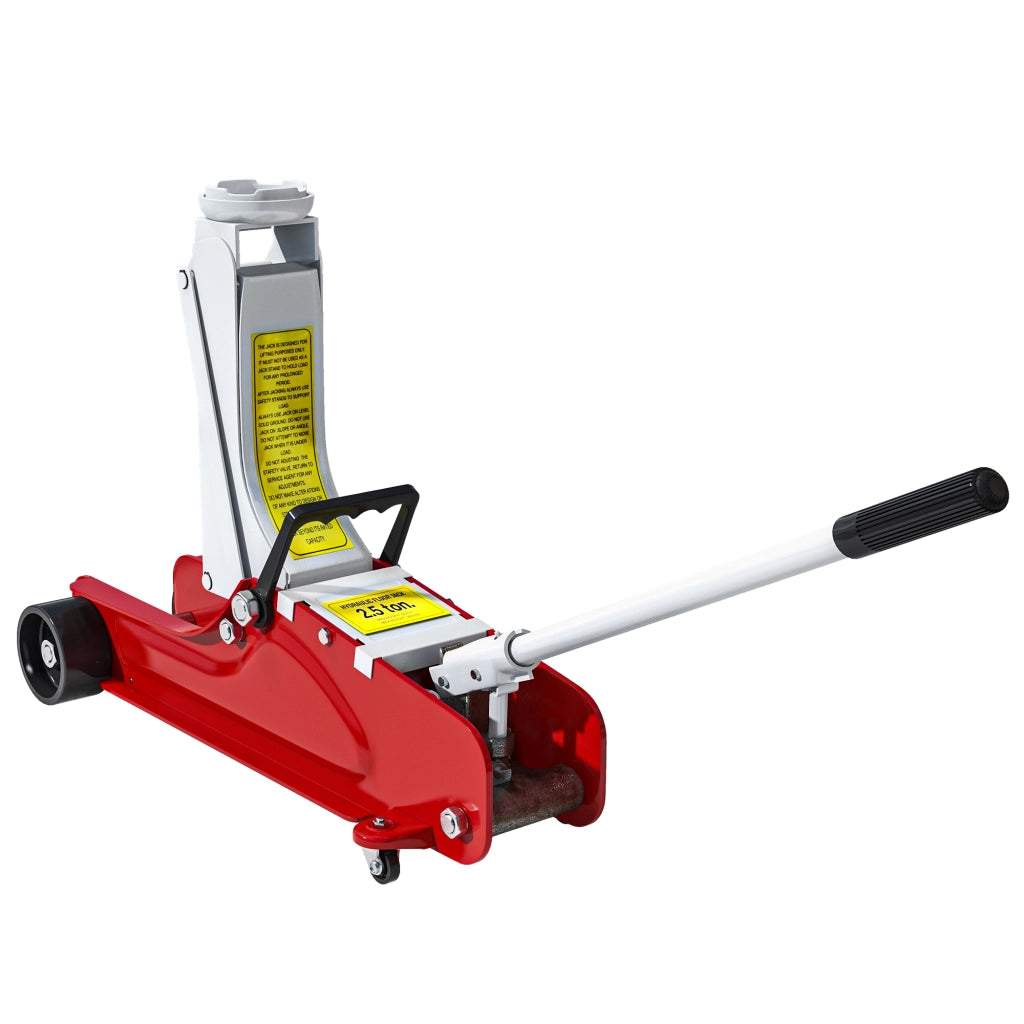 Cric idraulico basso profilo ¨C zephmum ¨C acciaio robusto, 2500 kg, 8-38 cm, rosso