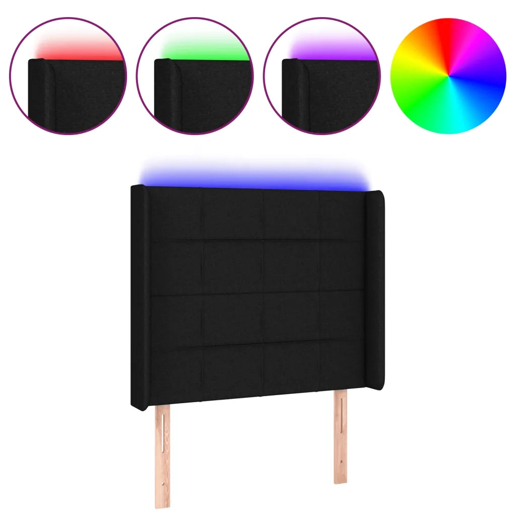 Testiera a LED Nera 83x16x118/128 cm in Tessuto 3124024