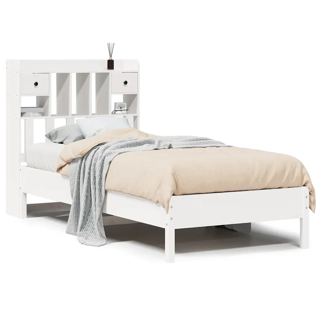 Letto con Libreria senza Materasso-Struttura Letto con contenitore 75x190 cm in Legno Pino 330946