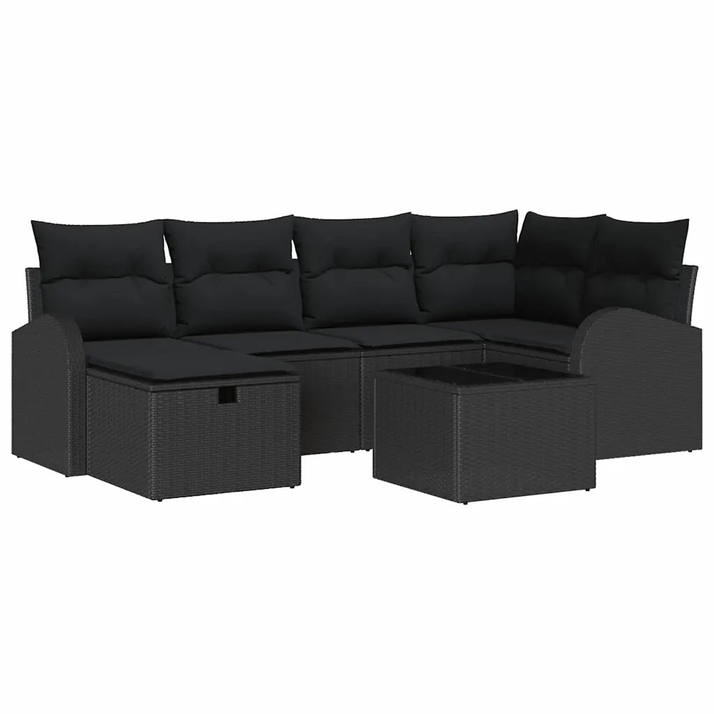 Set Divano da Giardino 7 pcs Nero 234 x 124 x 85 cm Poly Rattan 3359092