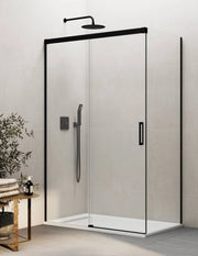 Box doccia THALASSA (BASIC) 1+1 con lato fisso laterale 100x110 cm Nero vetro trasparente